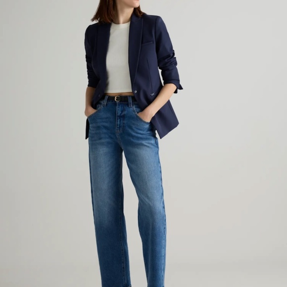 NWT Quince Navy Scuba Single Breasted Convertible Blazer - Picture 4 of 7